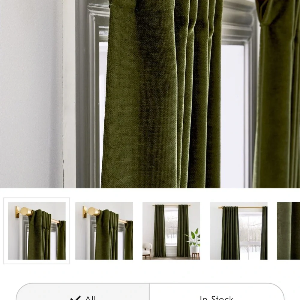 West Elm Olive Green Velvet Blackout Drapes
One panel - Picture 2 of 3